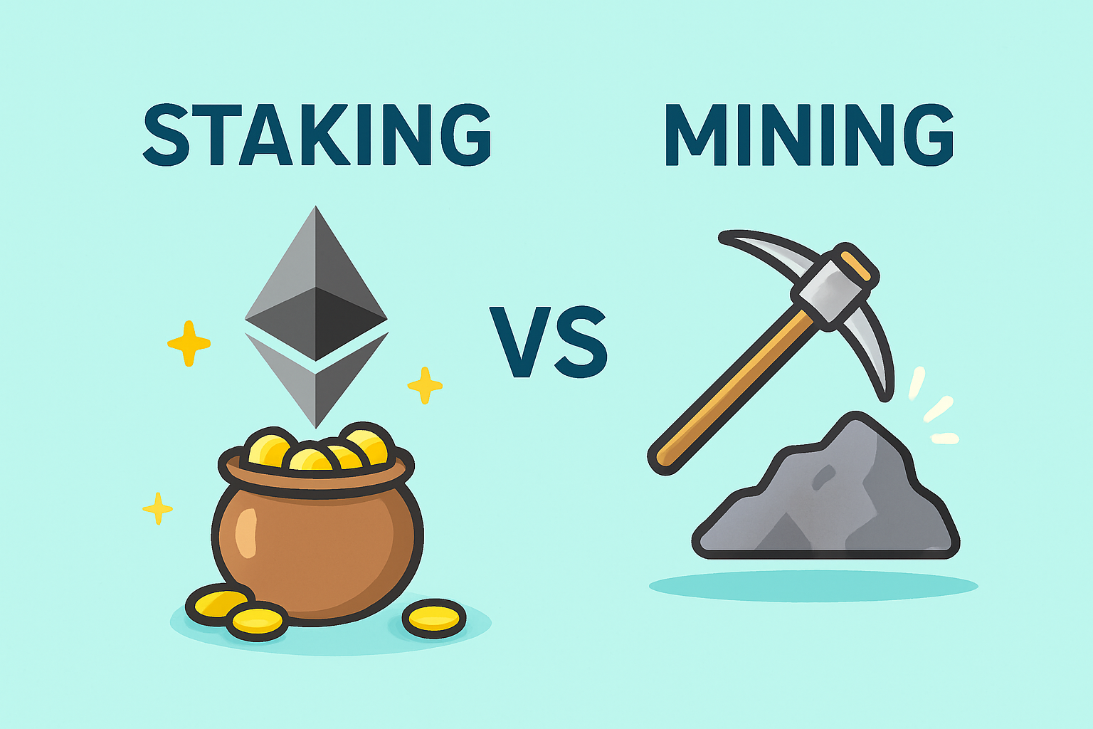 Grafik zum Vergleich von Staking und Mining